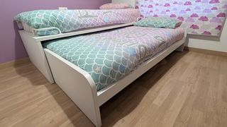 Cama Nido Juvenil cajones blanco roble + colchones