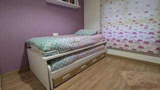 Cama Nido Juvenil cajones blanco roble + colchones