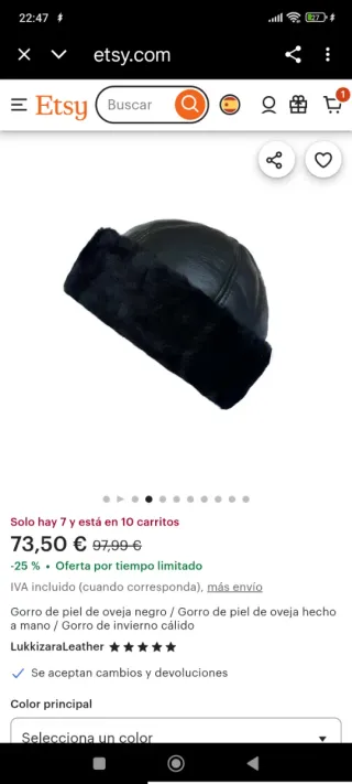 Gorro de piel de oveja negro