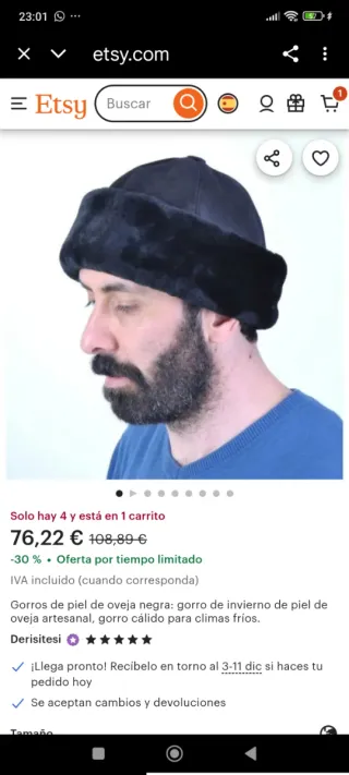 Gorro de piel de oveja negro