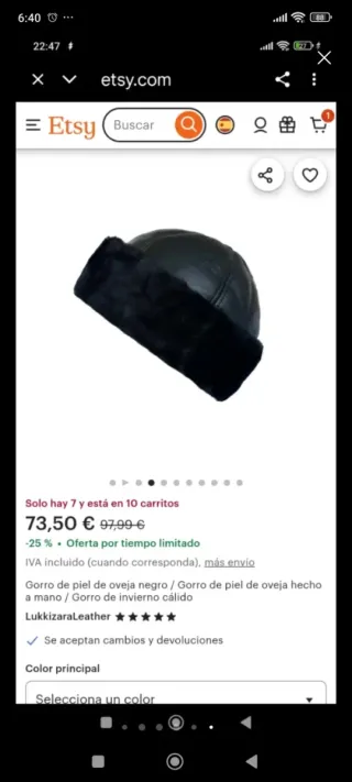 Gorro de piel de cordero negro