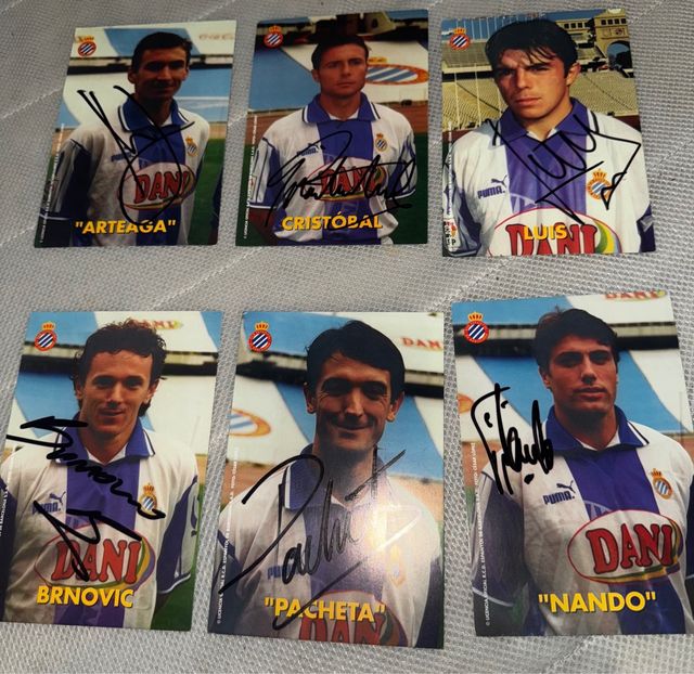 Lotto di 6 cartoline autografate RCD Espanyol