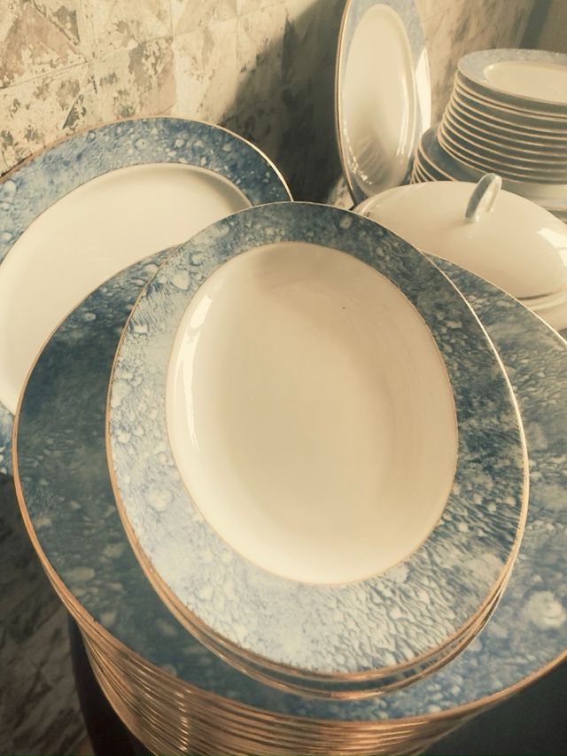 Vajilla Porcelana Azul y Blanca