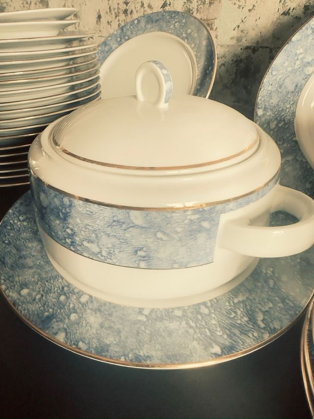 Vajilla Porcelana Azul y Blanca