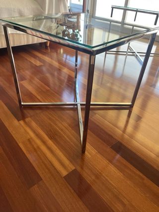 2 Tavolini in Acciaio e Cristallo 50x50
