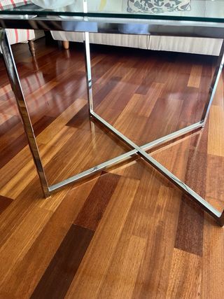 2 Tavolini in Acciaio e Cristallo 50x50