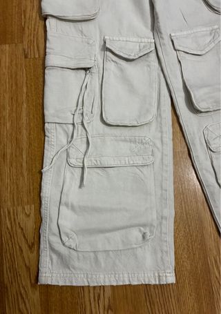 Pantalón Cargo Stradivarius Talla 32 Beige Nuevo