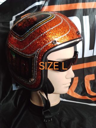 Casco metal flake - snake orange L