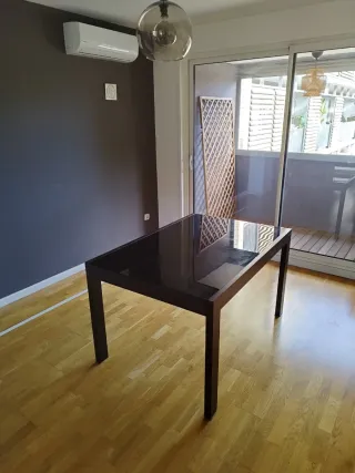 Mesa extensible madera y cristal 140/230cm