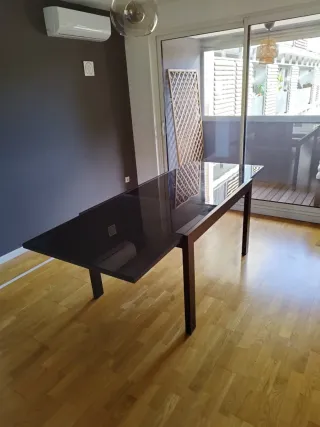 Mesa extensible madera y cristal 140/230cm