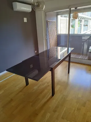 Mesa extensible madera y cristal 140/230cm