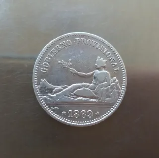 Moneda plata 1 Peseta 1869.