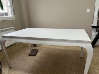 Mesa de comedor madera maciza lacada blanco