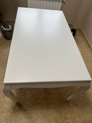 Mesa de comedor madera maciza lacada blanco