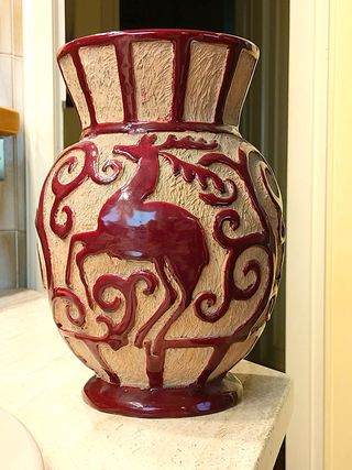 Vaso Egisto Fantechi ceramica sgraffito anni 50