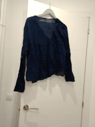 Blusa Mango Azul Marino Talla L Mujer