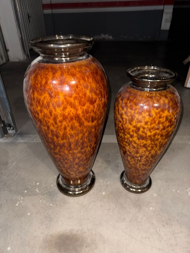 Juego 2 Tinajas Decorativas Cristal