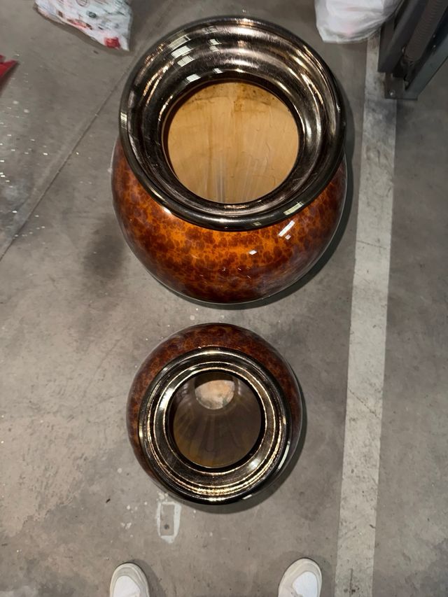 Juego 2 Tinajas Decorativas Cristal