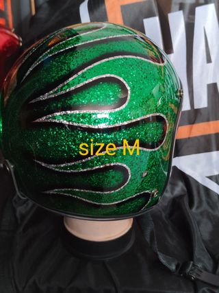 Casco Metal flake - flames green M