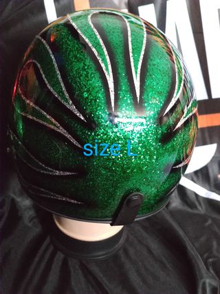Casco metal flake - flames green L