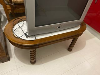 Mesa baja ovalada madera y mármol