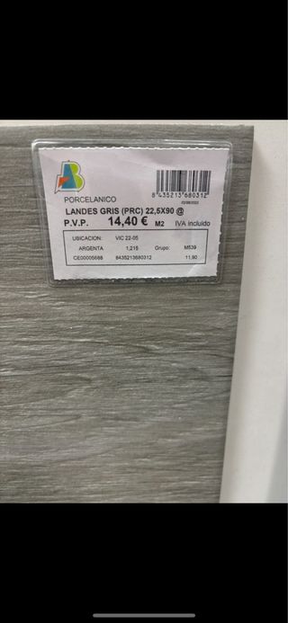 Suelo Porcelánico Landes Gris 22,5x90