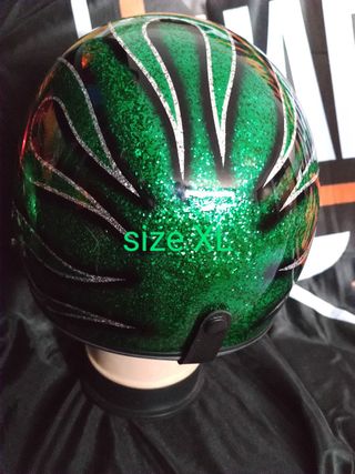 Casco metal flake - flames green XL