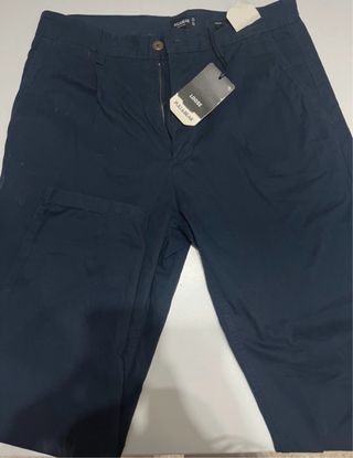 Pantalones Chinos Pull&Bear Azul Marino Talla L