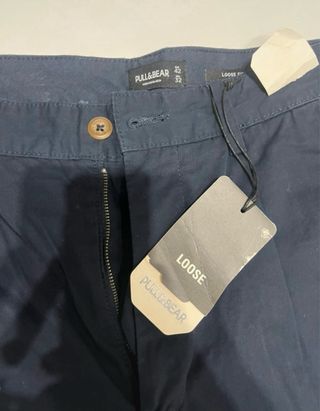 Pantalones Chinos Pull&Bear Azul Marino Talla L