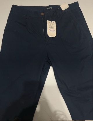 Pantalones Chinos Pull&Bear Azul Marino Talla L