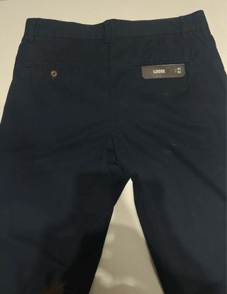 Pantalones Chinos Pull&Bear Azul Marino Talla L