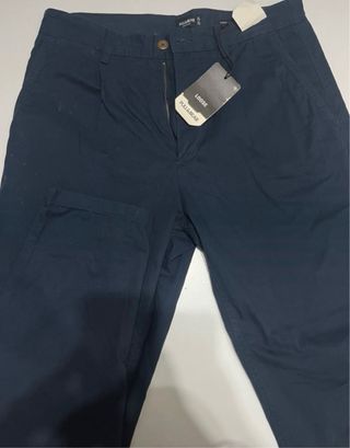 Pantalones Chinos Pull&Bear Azul Marino Talla L