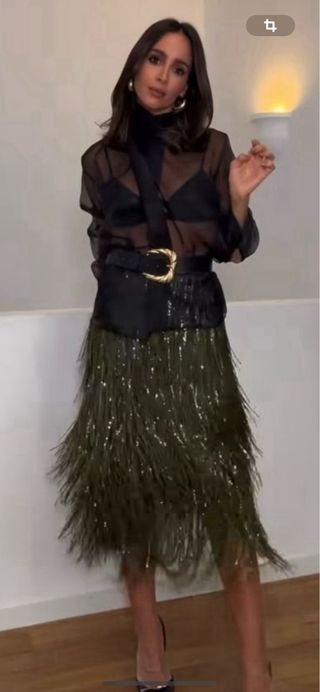 Falda Zara flecos lentejuelas T/XL. edicion limita