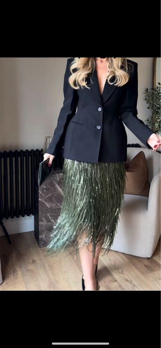 Falda Zara flecos lentejuelas T/XL. edicion limita