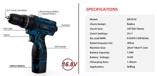 Taladro de impacto Inalámbrico 16.8V