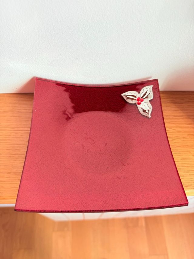 Piatto Natale Valenti&Co Vetro Murano Argento