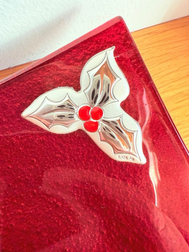 Piatto Natale Valenti&Co Vetro Murano Argento