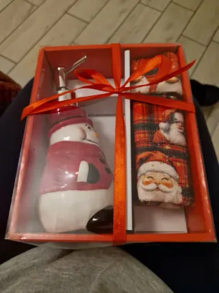 Set Regalo Pupazzo Neve Dispenser Sapone + Asciuga