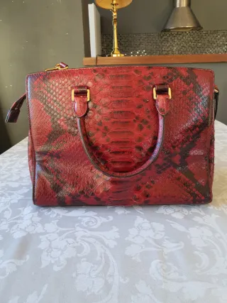 Bolso Michael Kors Rojo y Negro Piel Serpiente