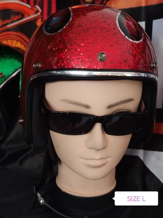 Casco metal flake - flames red L