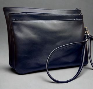 Pochette in vera pelle italiana grande nera