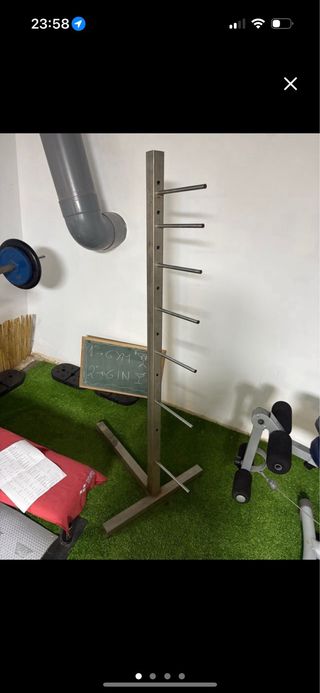 Rack, portadiscos y discos de gimnasio