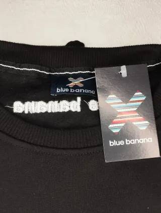 Sudadera Blue Banana Talla M Negra con Parche X