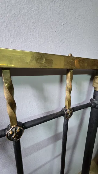 Cabecero cama antigua hierro forjado negro y dorad