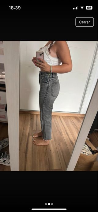 Pantalones vaqueros grises mujer