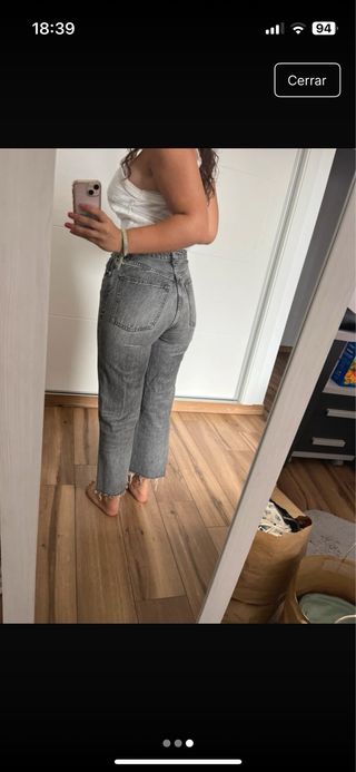 Pantalones vaqueros grises mujer