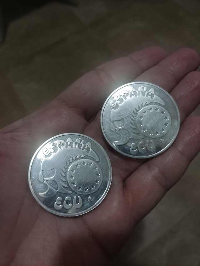 2 monedas de 5 ecu 1989 (los anteriores "euros")