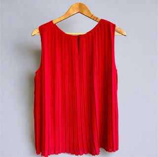 Top rojo plisado - Zara mujer
