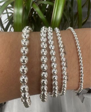 Pulsera Plata Ley Bolas Varias Medidas