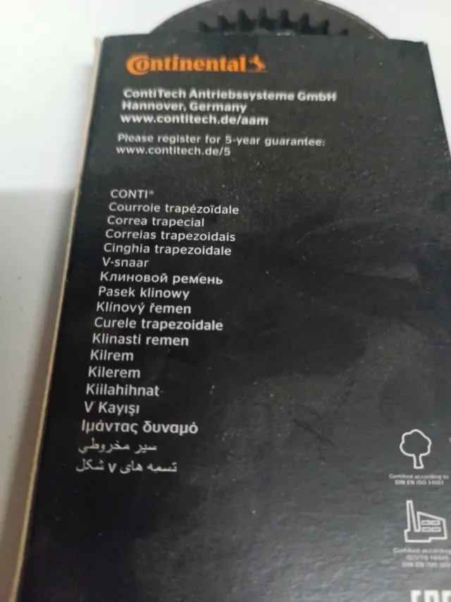 Correa Continental AVX10x800 V-Belt